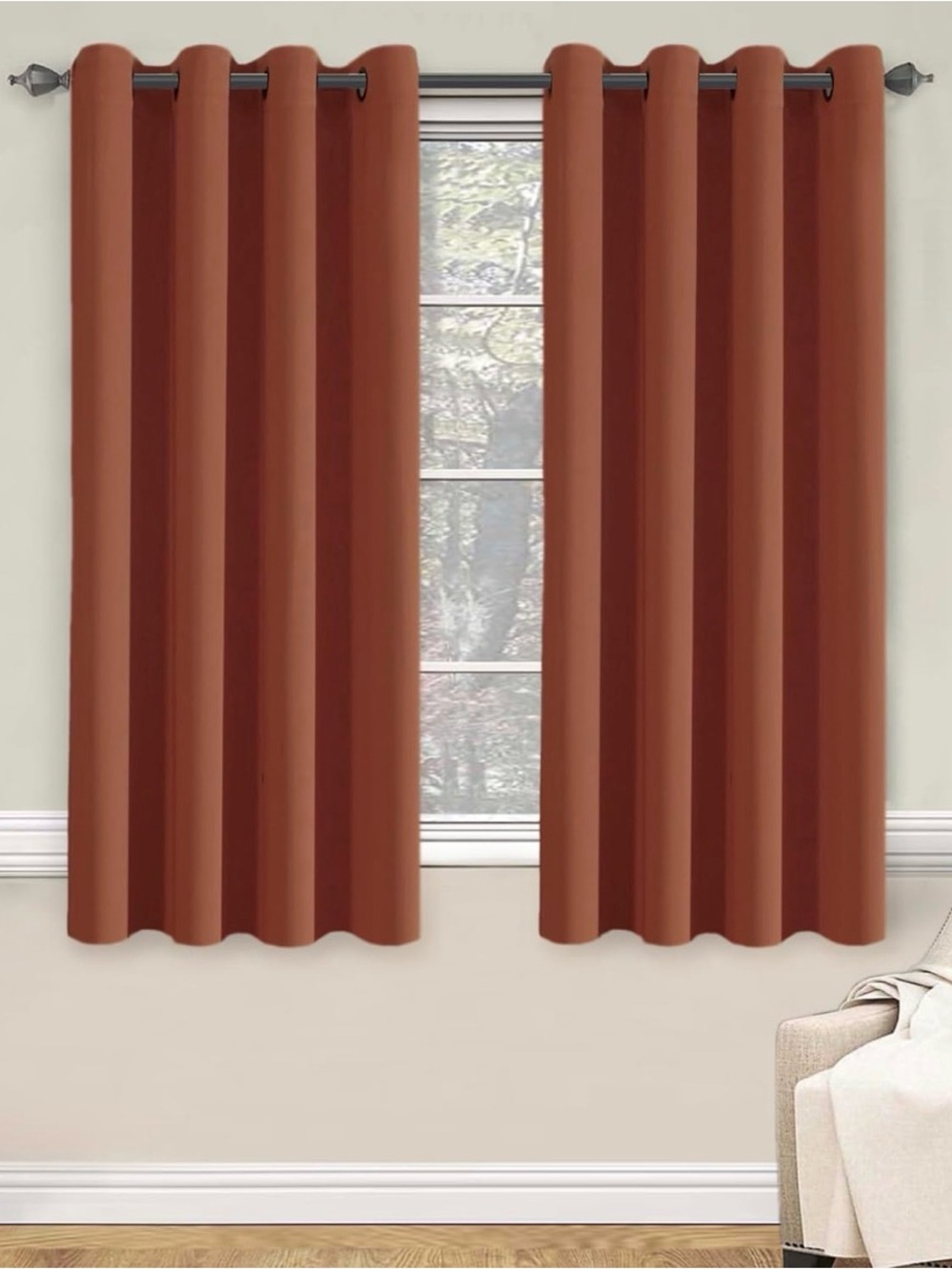 H.VERSAILTEX Blackout Curtain 52x63 Rust Orange Grommet Panel